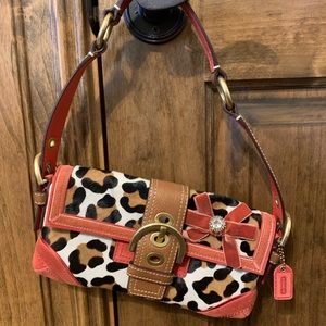 Coach ocelot leopard with coral suede - Authentic